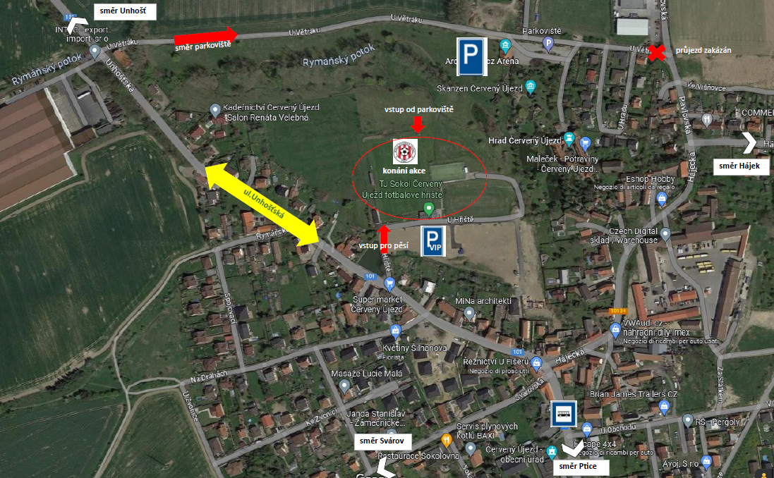 parkování a vstup mapa