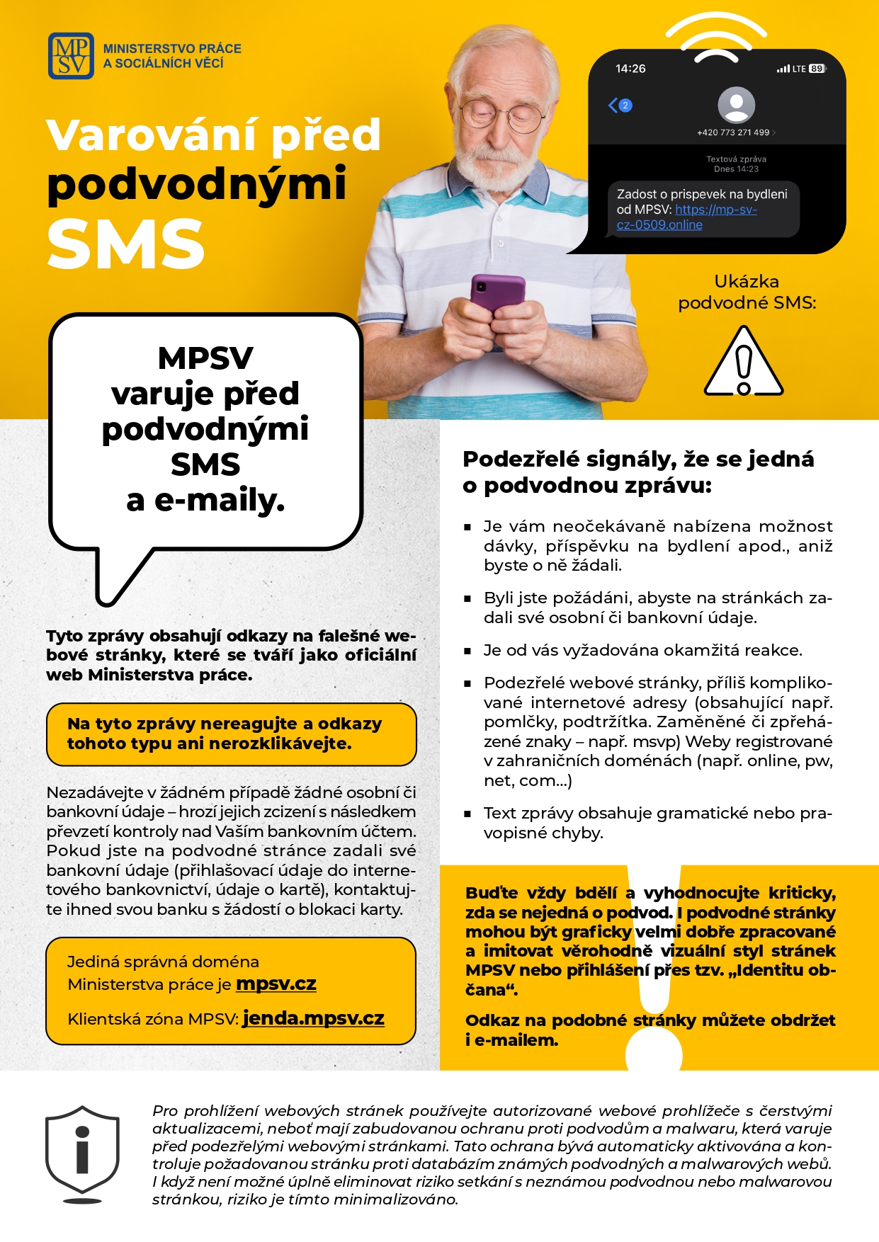 Varování před podvodnými sms