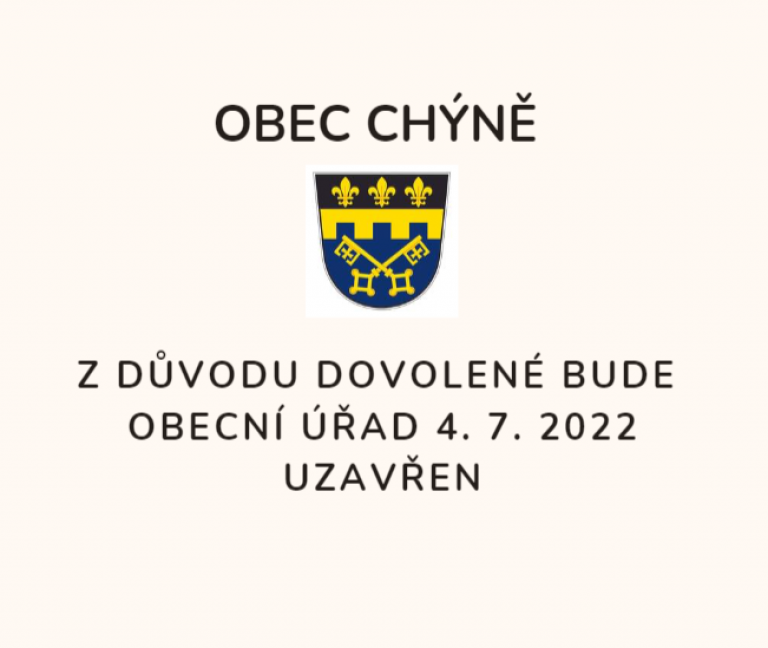 Obecní úřad - 4. 7. 2022 uzavřen