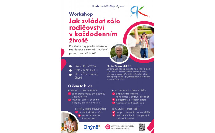 Workshop – Jak zvládat sólo rodičovství v každodenním životě